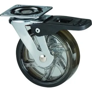 Nábytkové kování Interex Nábytkové kolečko s brzdou 75 mm / Transparentní hnědá 75 mm