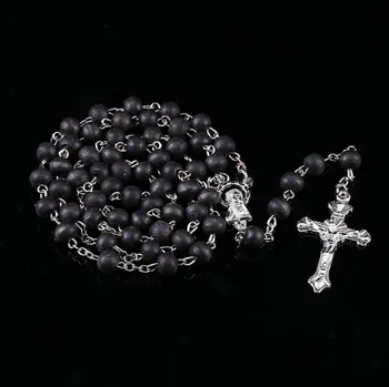 Náhrdelník Dřevěný růženec černý