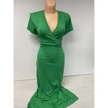 Dámské šaty Zelené šaty jednobarevné SIMIX, Barva Zelená, Materiál 96% Viskoza 4% Lycra, Rukáv Krátký rukáv