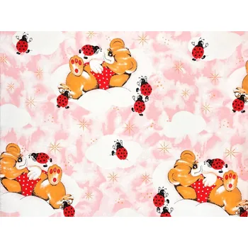 Mirtex Plátno HANA 120/210489-7-2 Medvídek růžový šíře 142cm Ceník: METRÁŽ: od 1 metrů