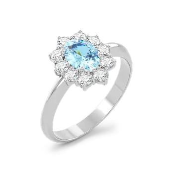 Prsten SOLUNA Luxusní zlatý prsten s modrými zirkony SNOWFLAKE bílé zlato VELIKOST: 48 - 15,3 mm