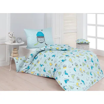 Povlečení Matějovský Hokej modré 140 x 200, 70 x 90 cm zipový uzávěr