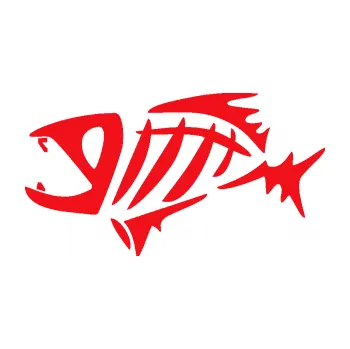 Polep vozidla SAMOLEPKA Ryba kostra 007 levá (10 - červená) NA AUTO, NÁLEPKA, FÓLIE, POLEP, TUNING, VLASTNÍ TEXT, TISK, AUTOSAMOLEPKY.cz, POLEPY, OBRÁZEK, LOGO, SAMOLEPKY