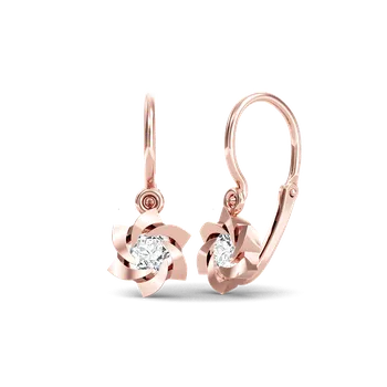 Náušnice SOLUNA Noblesní zlaté DIAMANTOVÉ dětské náušnice SUN růžové zlato