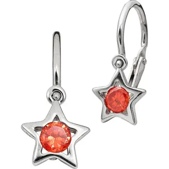 Náušnice SOLUNA Veselé zlaté dětské náušnice s oranžovými zirkony LITTLESTAR bílé zlato