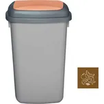 Plastový koš QUATRO, objem 45 l, nádoba šedá, víko hnědé