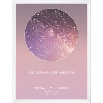 Plakát Plakát s hvězdnou oblohou - růžový Rozměr plakátu: A4 (21 x 29,7 cm), Rámeček: Bez rámečku, Počet osob, Text: 2 osoby zobrazený text