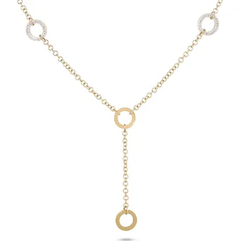 Řetízek biju Řetízek z chirurgické oceli, pozlacený 14k, kruhy ozdobené zirkony ve tvaru písmene ypsilon 3001589