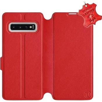 Pouzdro na mobilní telefon Flip pouzdro na mobil Samsung Galaxy S10 - Červené - kožené - Red Leather