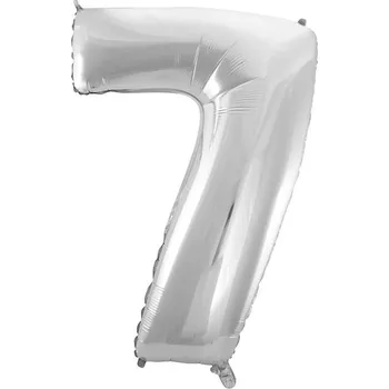 Balónek Balón foliový číslice stříbrná - silver 102 cm - 7