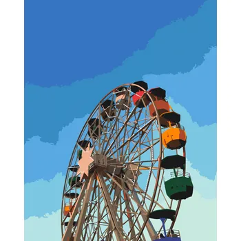 Malování podle čísel - Tibidabo zábavní park, Barcelona Velikost: 40x50cm, Rámování: Pouze srolované plátno