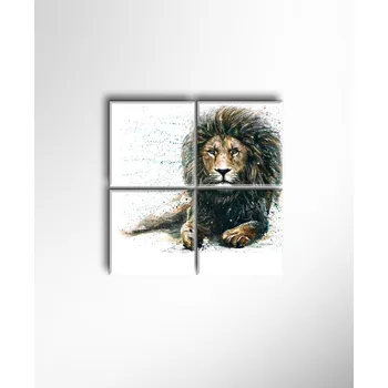 Obraz Malvis ® Obraz Lev akvarelem ROZMĚR (šířka x výška): čtyřdílný čtverec 80x80 cm