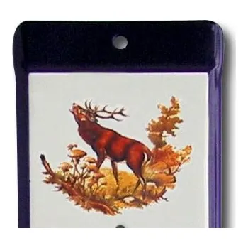 Domácí teploměr Venkovní teploměr smaltovaný, Modrobílý 500 x 95 mm, Motiv Troubící jelen