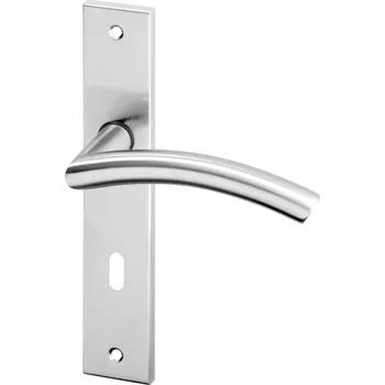 Dveřní kování AC-T SERVIS Dveřní klika PIPA nerez - hranaté štítové kování 90 mm Provedení štítu: BB - obyčejný klíč