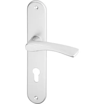 Dveřní kování AC-T SERVIS Dveřní klika PIA přírodní hliník - oválné štítové kování 90 mm Provedení štítu: PZ - fabkový klíč