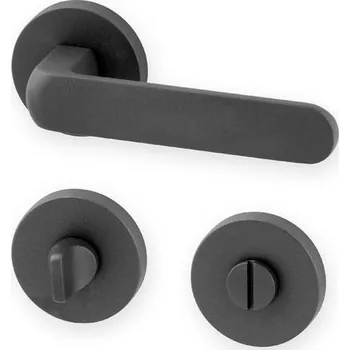 Dveřní kování AC-T SERVIS Dveřní klika ORGANIC černý grafit - kulatá rozeta Provedení kliky: vč. rozety WC, Mechanizmus rozety: Kovová konstrukce