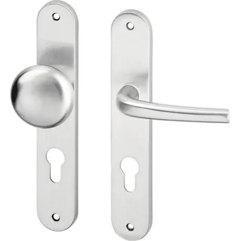 AC-T SERVIS Dveřní klika BETA matný nikl - oválné štítové kování 90 mm Provedení štítu: Koule/klika - pravá