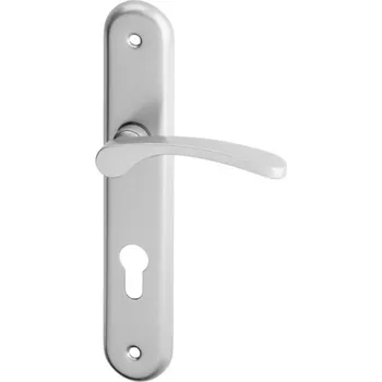 Dveřní kování AC-T SERVIS Dveřní klika VIOLA stříbrná - oválné štítové kování 90 mm Provedení štítu: PZ - fabkový klíč