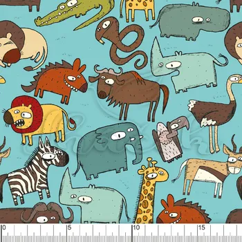 Zakázkový tisk, softshell, kočárkovina... Wild Africa tyrkys Látky k tisku: Microfirba