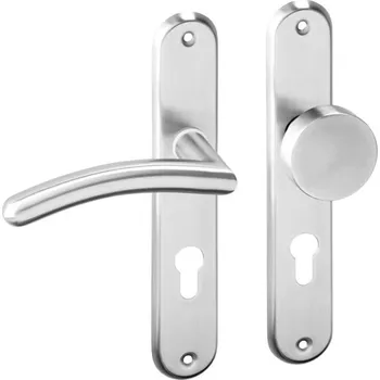 Dveřní kování AC-T SERVIS Dveřní klika HEDA nerez - oválné štítové kování 90 mm Provedení štítu: Koule/klika - levá