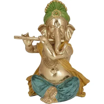 Soška Ganesh resin hudebník 28 cm flétna