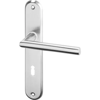 Dveřní kování AC-T SERVIS Dveřní klika Dora nerez - oválné štítové kování 90 mm Provedení štítu: BB - obyčejný klíč