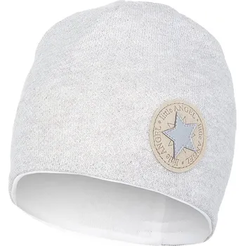 Módní doplněk Little Angel Čepice podšitá LESK Outlast® - šedý melír lesk/bílá velikost 1 (36-38 cm)