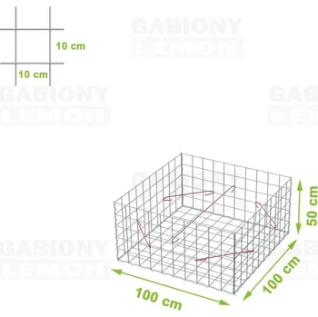 Plot Gabionový koš 100 x 100 x 50 cm oko 10 x 10 cm, bez vrchní sítě