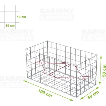 Plot GabionyLemon Gabionový koš 100 x 50 x 50 cm oko 10 x 10 cm, bez vrchní sítě