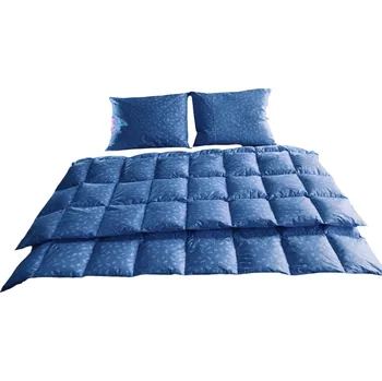 přikrývka Lina Souprava 220x200 cm,2xpolštář 70x90cm MODRÁ S BÍLÝMI PEŘÍČKY Obsah prachového peří: 25% prachového peří, zbytek obsahuje kvalitní husí drané peří
