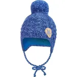 LITTLE ANGEL Čepice pletená zavazovací copánky LA Outlast ® - tm.modrá melír vel. 3 | 42-44 cm
