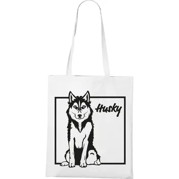 Plátěná taška s Husky, Barva Bílá, Velikost 40×45 cm, Canvas Nákupní taška Bezvatriko.cz 1027 - DTF/DTG