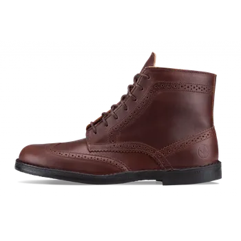 Pánské polobotky Vasky Brogue High Dark Brown - Pánské kožené kotníkové boty tmavě hnědé - jarní / podzimní boty, obuv | Flexiko | česká výroba ze Zlína 44 EU