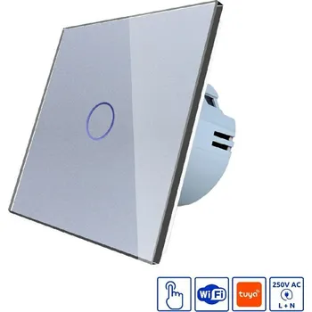 vypínač WELAIK skleněný dotykový vypínač kompletní ř.1 WiFi šedý