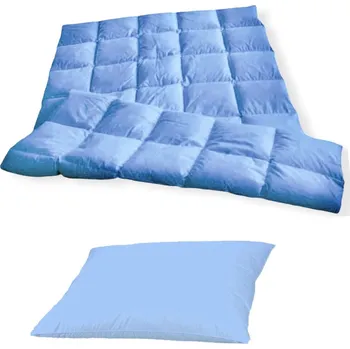 Polštář Lina Souprava 140x220 cm, polštář 70x90cm MODRÁ Obsah prachového peří: 50% prachového peří, zbytek obsahuje kvalitní husí drané peří