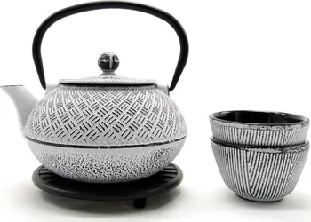 Čajová konvice Litinová čajová souprava Jin Jang 800 ml bílá/černá