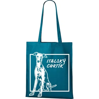 Plátěná taška Italský chrtík, Barva Petrolejová, Velikost 40×45 cm, Canvas Nákupní taška Bezvatriko.cz 1162