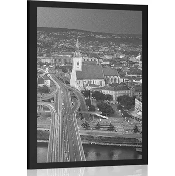 Plakát Dovido Plakát pohled na noční Bratislavu v černobílém provedení