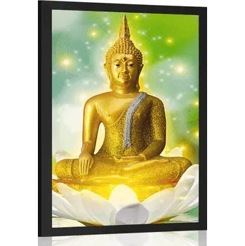 Plakát Dovido Plakát zlatý Buddha na lotosovém květu