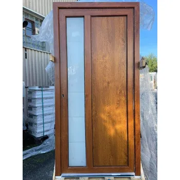 Vchodové dveře SOFT vchodové plastové dveře FLORIDA 2, zlatý dub/bílá 98x200 cm (jednokřídlé plastové dveře 98x200 cm, vč. rámu)