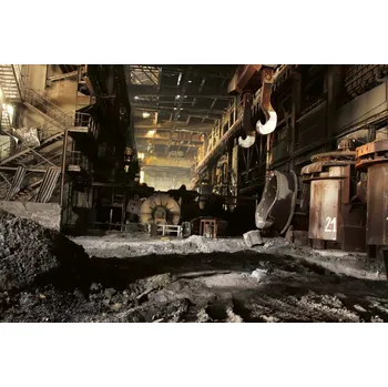 Fototapeta DIMEX | Vliesová fototapeta Opuštěná ocelárna MS-5-0857 | 375 x 250 cm| žlutá, hnědá, šedá + Vliesová fototapeta na stěnu DIMEX Opuštěná ocelárna MS50857 v rozměru 375 x 250 cm + lepidlo zdarma