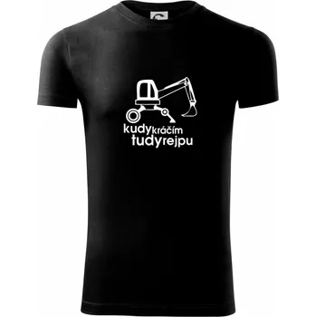 Pánská móda Kudy kráčím tudy rejpu - kráčivý bagr - Viper FIT - Pánské zůžené tričko - 3XL ( Černá )