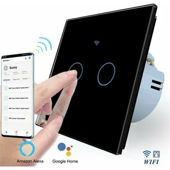 vypínač WELAIK Skleněný dotykový žaluziový vypínač kompletní WiFi- černý