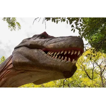 Fototapeta DIMEX | Vliesová fototapeta Hlava T-Rexe MS-5-0468 | 375 x 250 cm| zelená, hnědá + Vliesová fototapeta na stěnu DIMEX Hlava T-Rexe MS50468 v rozměru 375 x 250 cm + lepidlo zdarma