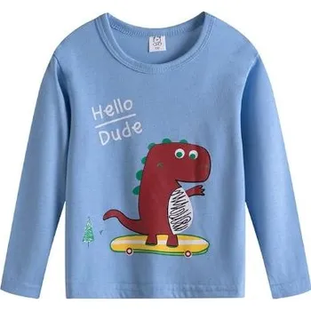 Dívčí tričko Čína Dětská trika s dlouhým rukávem - různé malované motivy Barva: modrá, dinosaurus, Velikost: 130/6T