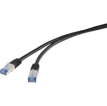 Datový kabel Renkforce RF-4673688 RJ45 síťové kabely, propojovací kabely CAT 6A S/FTP 2.00 m černá odolné proti UV záření 1 ks