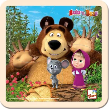 Puzzle BINO Máša a Medvěd s myškou 4 dílky