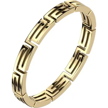 Prsten Šperky4U Zlacený ocelový prsten řecký klíč - velikost 49 - OPR1917-49