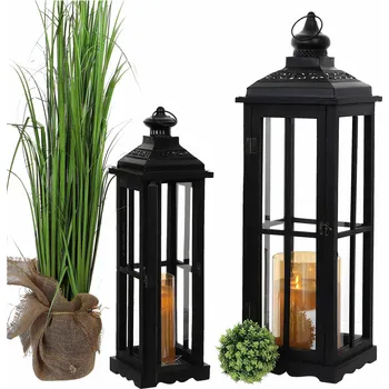 Lucerna Dřevěná lucerna MSL2204BLACK- 57 cm