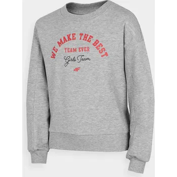 Dívčí mikina 4F HJZ22-JBLD005 COLD LIGHT GREY MELANGE Dětská mikina EU 164 HJZ22-JBLD005 COLD LI GREY M